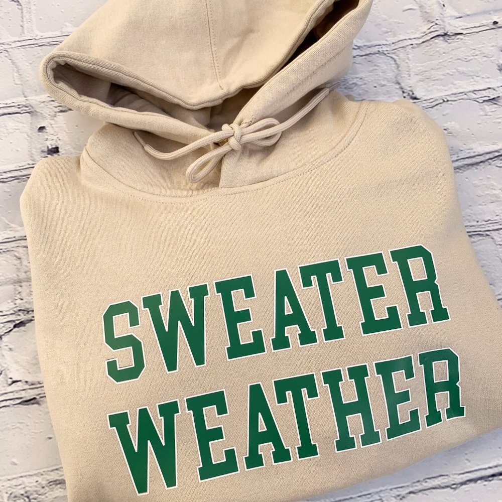 SWEATER WEATHER printed long sleeve fleece thick hoodie (S)